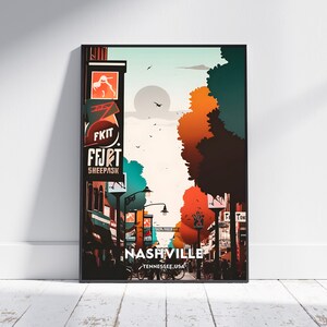 Nashville City Print, Nashville Travel Poster, Tennessee Travel Gift, Nashville Wall Art, Nashville Digital Download, Nashville Poster