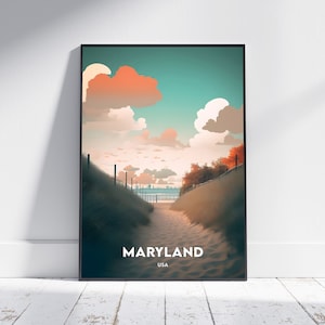 Maryland City Print, Maryland Travel Poster, Usa Travel Gift, Maryland Wall Art, Maryland Digital Download, Maryland Poster