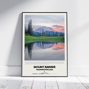 Peinture numérique à l'huile, impression Mount Rainier, art mural Mount Rainier, affiche Mount Rainier, photo Mount Rainier, décoration murale Mount Rainier, États-Unis