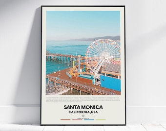 Digital Oil Paint, Santa Monica Print, Santa Monica Wall Art, Santa Monica Poster, Santa Monica Photo, Santa Monica Poster Print, California