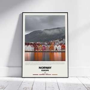 Peinture numérique à l&#39;huile, impression Norvège, art mural Norvège, affiche Norvège, photo Norvège, impression affiche Norvège, décoration murale Norvège, Oslo, affiche Europe