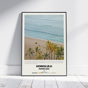 Digital Oil Paint, Honolulu Print, Honolulu Wall Art, Honolulu Poster, Honolulu Photo, Honolulu Poster Print, Honolulu Decor, Hawaii Poster