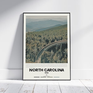 Digitale olieverf, North Carolina print, North Carolina muurkunst, North Carolina poster, North Carolina foto, North Carolina poster print