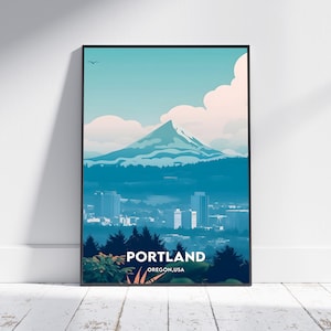 Portland City Print, Portland Travel Poster, Oregon Travel Gift, Portland Wall Art, Portland Digital Download, Portland Poster
