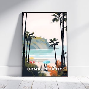 Orange County City Print, Orange County Travel Poster, California Travel Gift, Orange County Wall Art, Orange County Digital Download