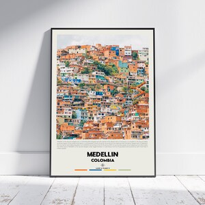 Pintura al óleo digital, Impresión de Medellín, Arte de la pared de Medellín, Cartel de Medellín, Foto de Medellín, Impresión de cartel de Medellín, Decoración de la pared de Medellín, Colombia