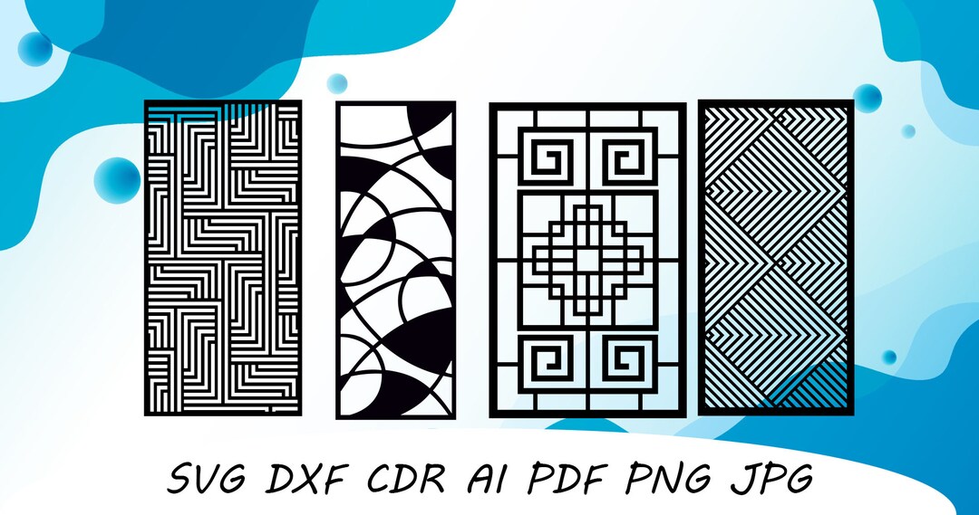 Pattern Set 4 Design Bundle Svg Dxf File Wall Sticker Pdf Silhouette ...