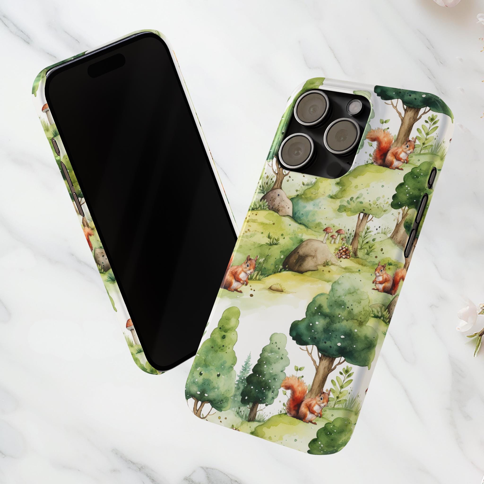 Tough iPhone Case With Squirrel - White iPhone Case With Watercolor ...
