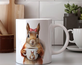 Leuke koffiemok voor eekhoornliefhebber - koffiemok cadeau voor eekhoornfans - leuke koffiemok cadeau met eekhoorn - moeder eekhoorn koffiemok cadeau