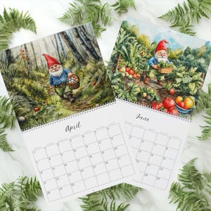 2025 - 2026 Gnome Wall Calendar - Whimsical Woodland Calendar - Watercolor Art Monthly Calendar - Unique Birthday Gift for Gnome Fans