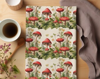 Kitchen Towel with Toadstools - Tea Towel for Nature Lover  - Cottagecore Mushroom Gift - Watercolor Toadstool Tea Towel - Watercolor Towel