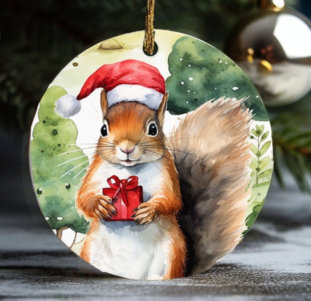 Christmas Squirrel Ceramic Ornament Christmas Tree Etsy