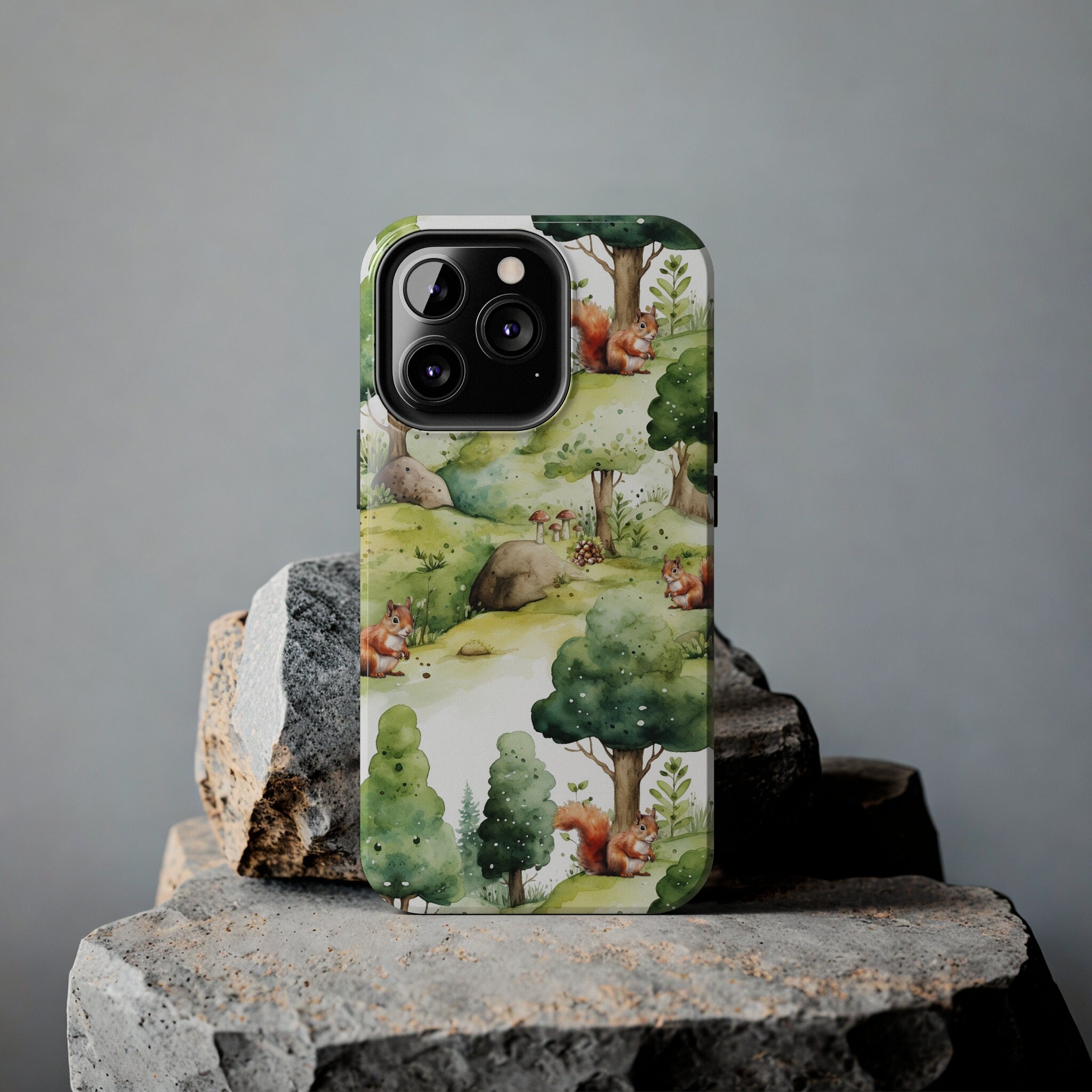 Tough iPhone Case With Squirrel - White iPhone Case With Watercolor ...