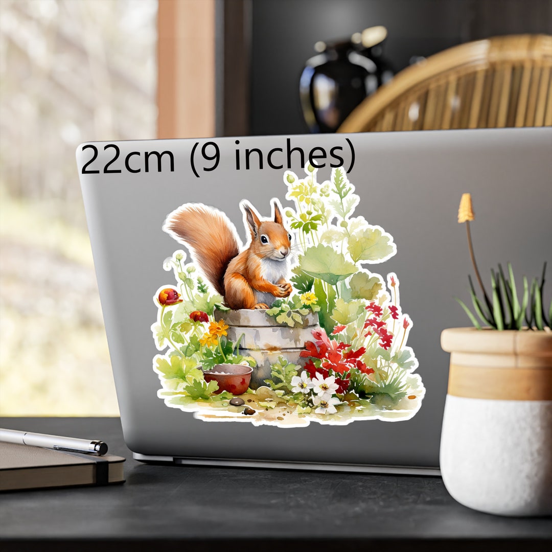 Squirrel in Garden Sticker for Laptop Vinyl Kiss-cut Squirrel Sticker ...