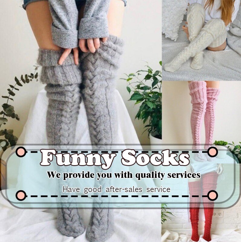 Ribbed Loose Cable Knit Boot Socks Women OTK Over Knee Leg Warmers Queen  Plus