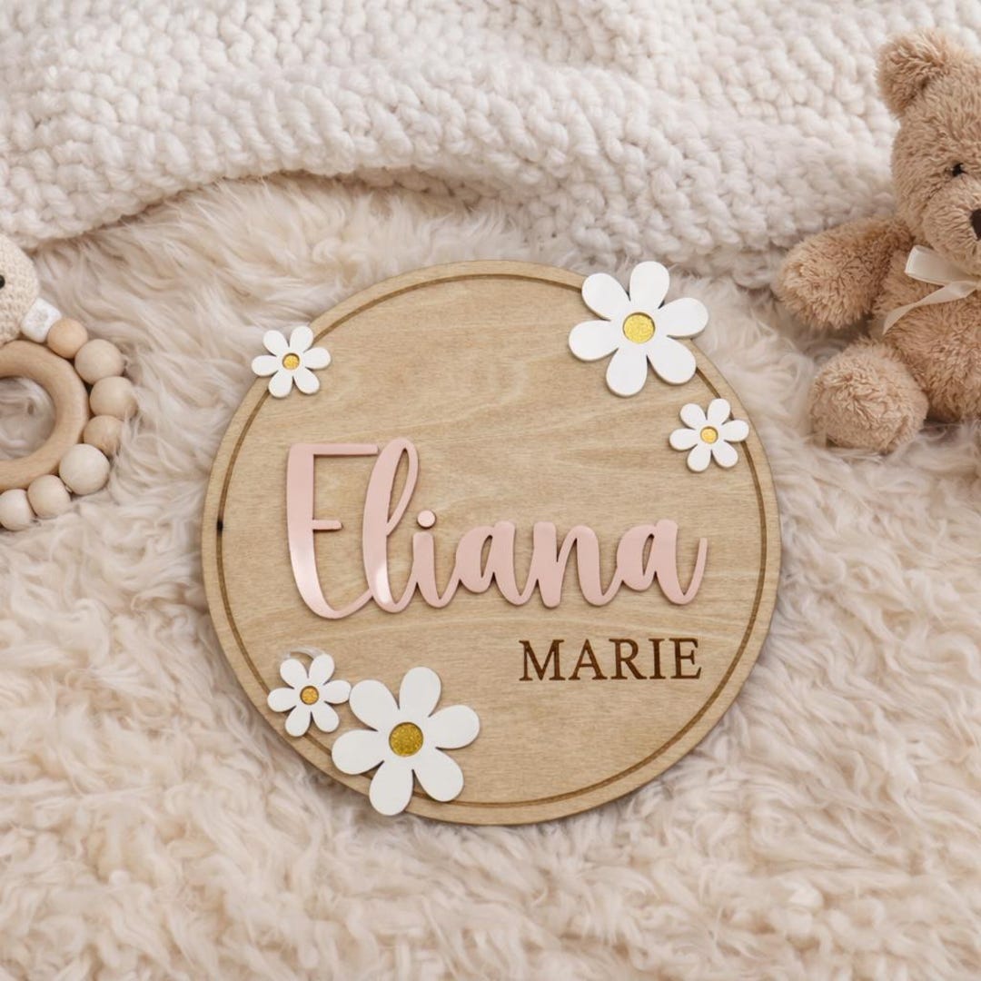 Personalized Wooden Baby Name Sign, Custom Birth Stats Plaque, Nursery ...