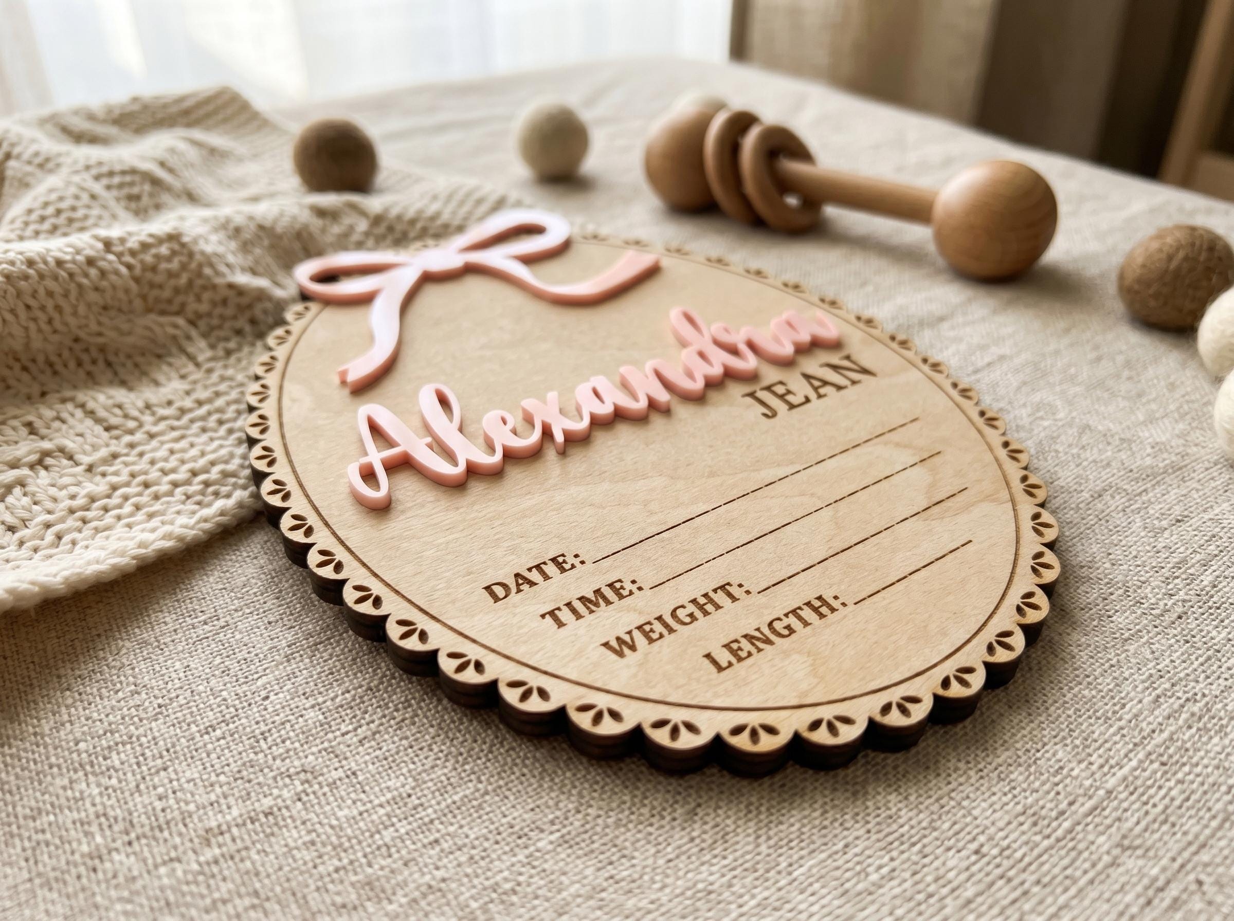 Personalized Wooden Baby Name Sign, Custom Birth Stats Plaque, Nursery ...