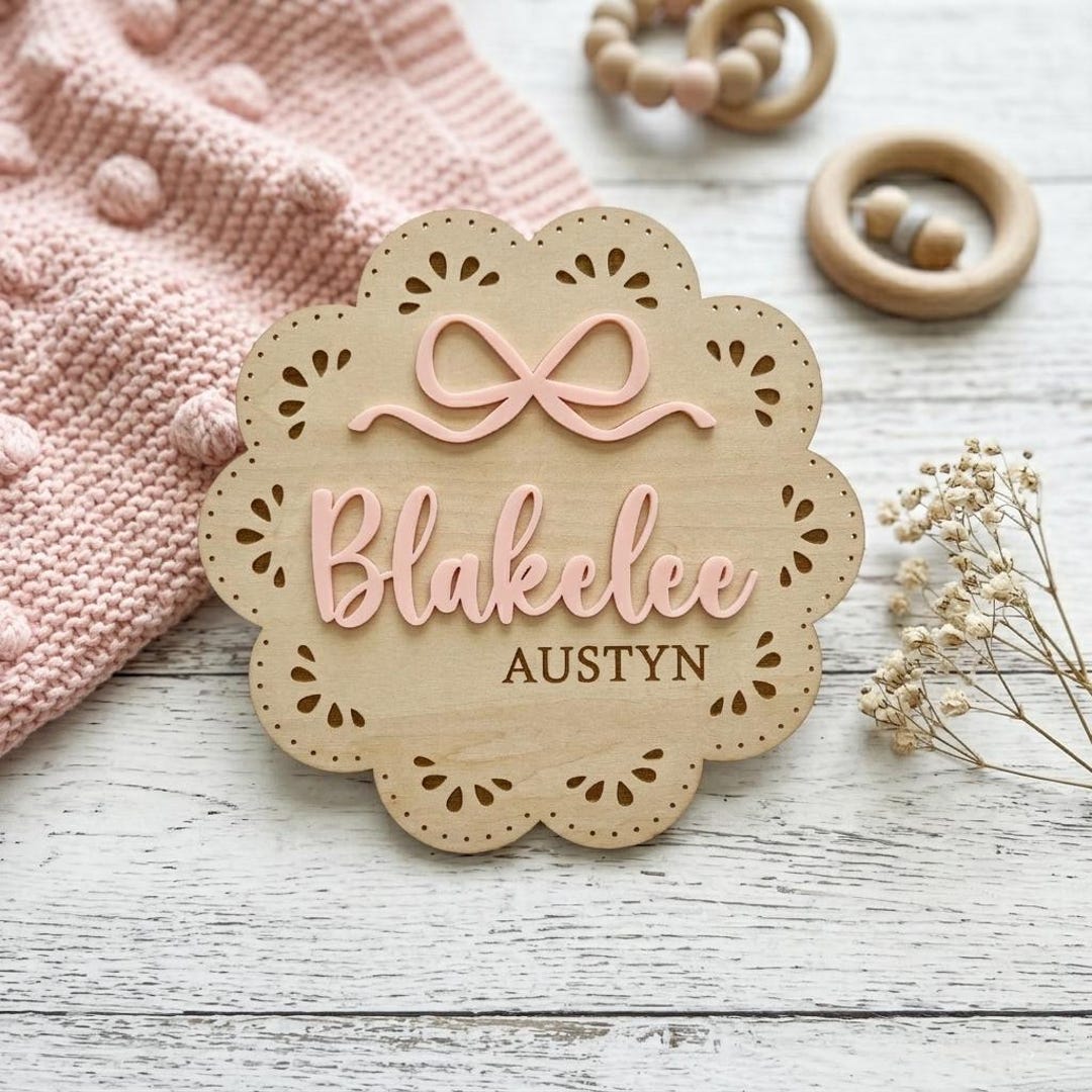 Personalized Wooden Baby Name Sign, Custom Birth Announcement Plaque ...
