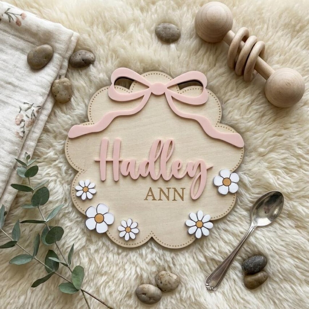 Personalized Wooden Baby Name Sign, Custom Birth Stats Plaque, Nursery ...