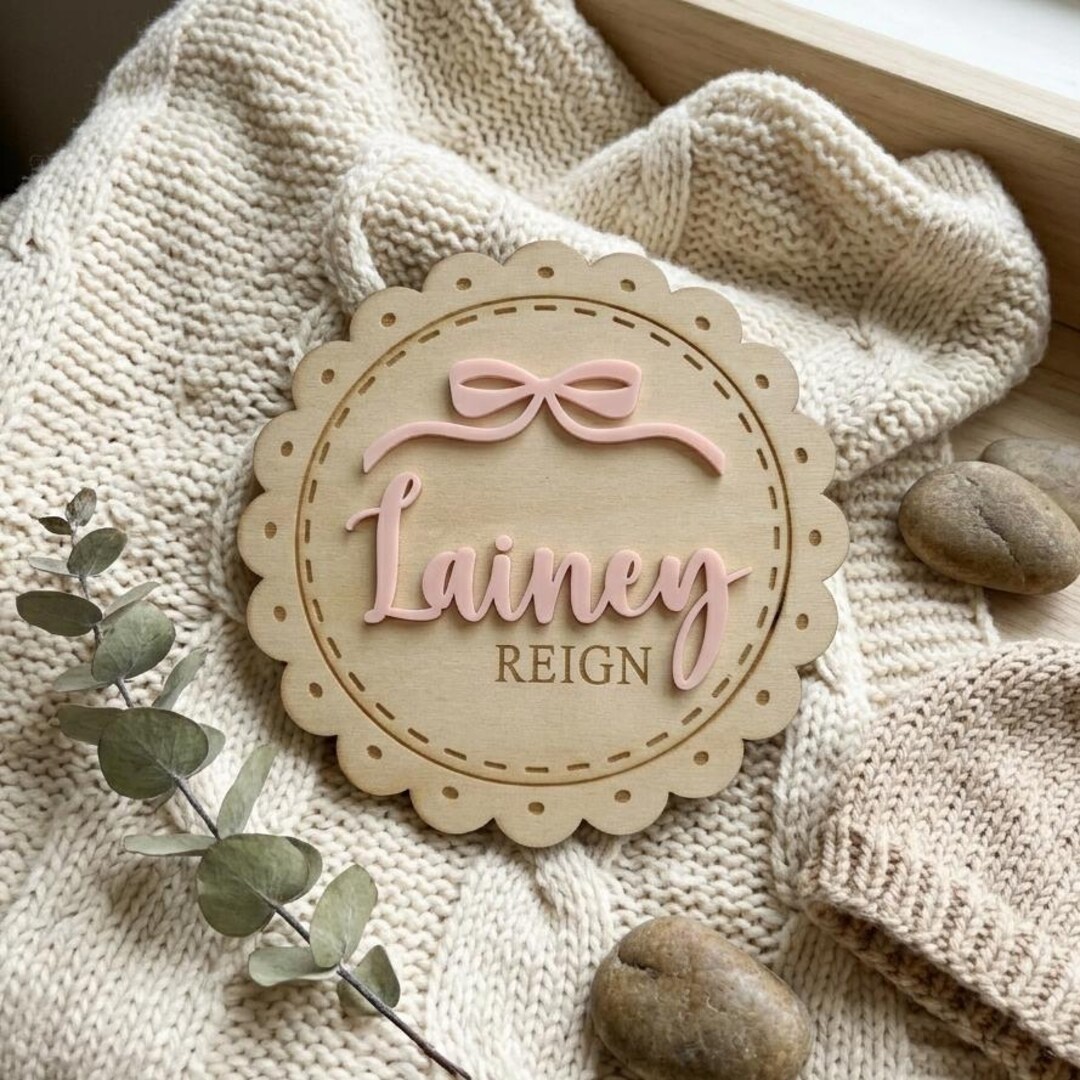 Personalized Wooden Baby Name Sign, Custom Birth Announcement Plaque ...