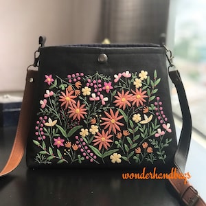 Bestickte Tasche,bestickte Crossbody-Tasche,geblümte bestickte Tasche,bestickte Schultertasche,Stofftasche,Geschenk für sie