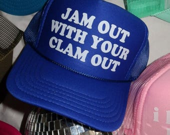 Jam Out mit Ihrem Clam Out Trucker-Hut, lustiger Slogan-Hut, unangemessene unangemessene Fernlastfahrer