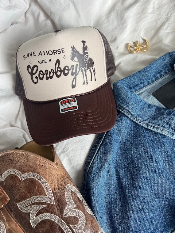 Save A Horse Ride A Cowboy Trucker Hat Cowgirl Trucker Hat Country Trucker  Hat Bachelorette Hat Cowgirl Cute Trucker Hats Hats 