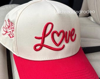 Liebe Fernlastfahrer Hut, Valentine Hut, Western Love Hut, Gestickte Cupid Hut, Cowgirl Valentine Hut