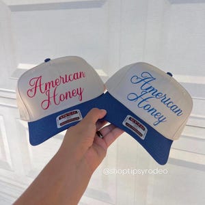 American Honey Hat, bedrukt met vinyl!  Fourth of July-hoed, USA-hoed, Merica Hat, trendy truckerhoeden, rood, wit en drank