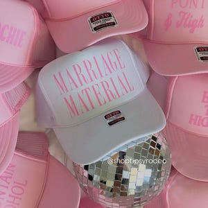 Marriage Material hat | Bride hat | Wife  | Batchlorette Hat | Bach hat | Bridesmaids | Bridal Shower Gift | Bride | Wedding Gift | Trend