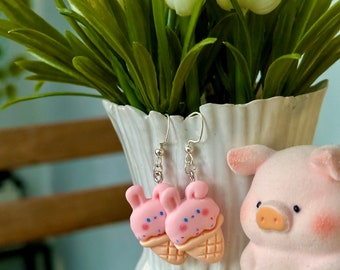 bunny ice cream earrings