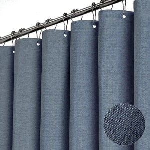 Sage Green Shower Curtain Waffle Textured Heavy Duty Thick Fabric Shower Curtains for Bathroom, Luxury Weighted Linen Bath Curtains Navy Blue