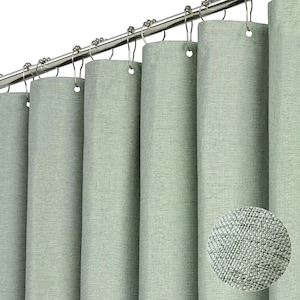 Sage Green Shower Curtain Waffle Textured Heavy Duty Thick Fabric Shower Curtains for Bathroom, Luxury Weighted Linen Bath Curtains Sage Green