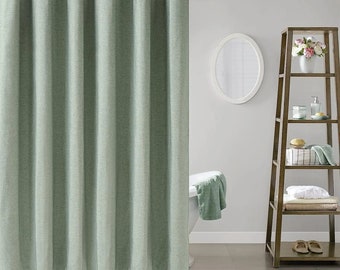 Sage Green Shower Curtain| Waffle Textured Heavy Duty Thick Fabric Shower Curtains for Bathroom,| Luxury Weighted Linen Bath Curtains