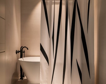 Boho Shower Curtain for Bathroom| Mid Century Black and White Aesthetic Shower Curtain| Minimalist Bathroom Shower Curtains|  Decor Curtains