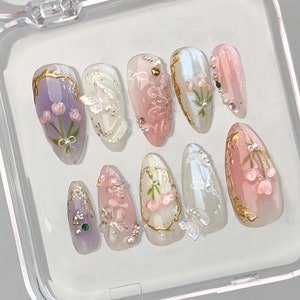 うさぎのかわいいつけ爪 | Y2Kスター、ハート3Dネイルアート HC266A