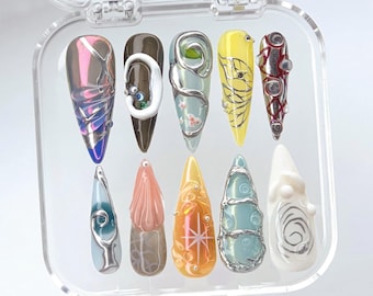 3D Sculptural Press On Nails | Artistic Nail Polish Set HB483YC