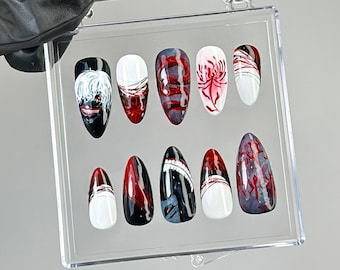 Horror Anime Press On Nails | Gothic Blood Drip Nail Art HB774YC