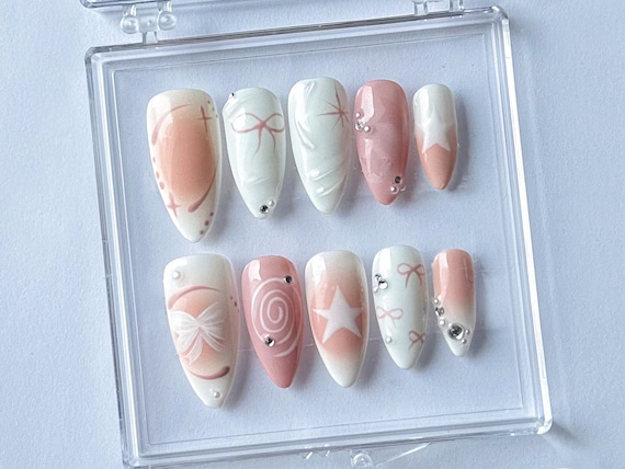 Handmade Press On Nails | Pink Bow 3D Gel Nail Art