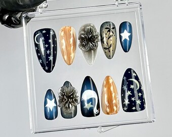 Uñas postizas de lujo Celestial / Diseño de uñas Cielo Nocturno HB788YK