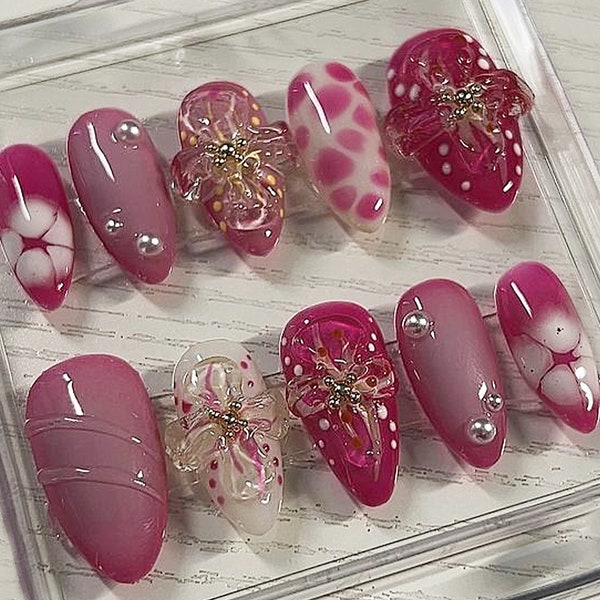 Hand Press On Nail Art Almond Portable Short Nails Girls Handmade Nails
