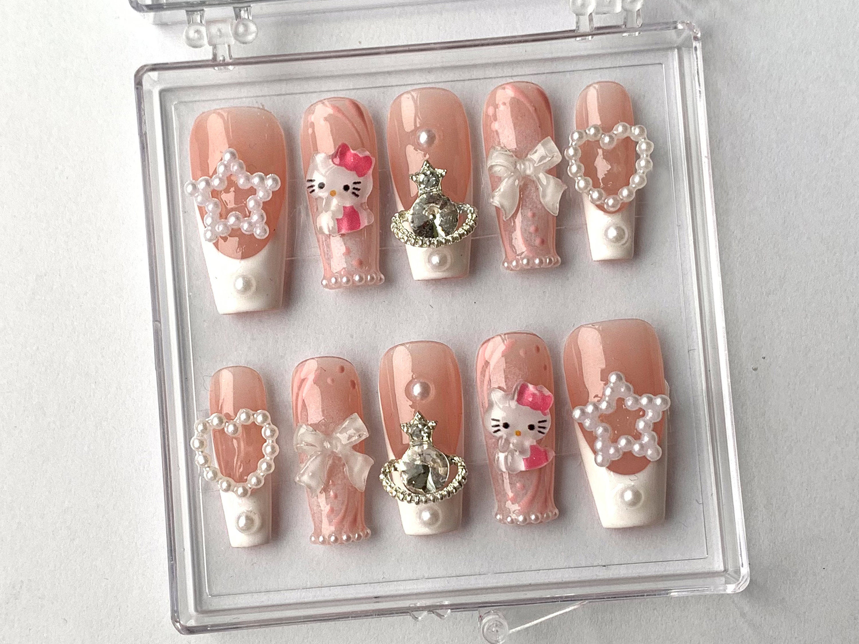 Hello Kitty Inspired Press-on Nails | Customizable Fake