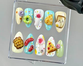 3D カワイイフードプレスオンネイル | デザートネイルアート | HB757YC