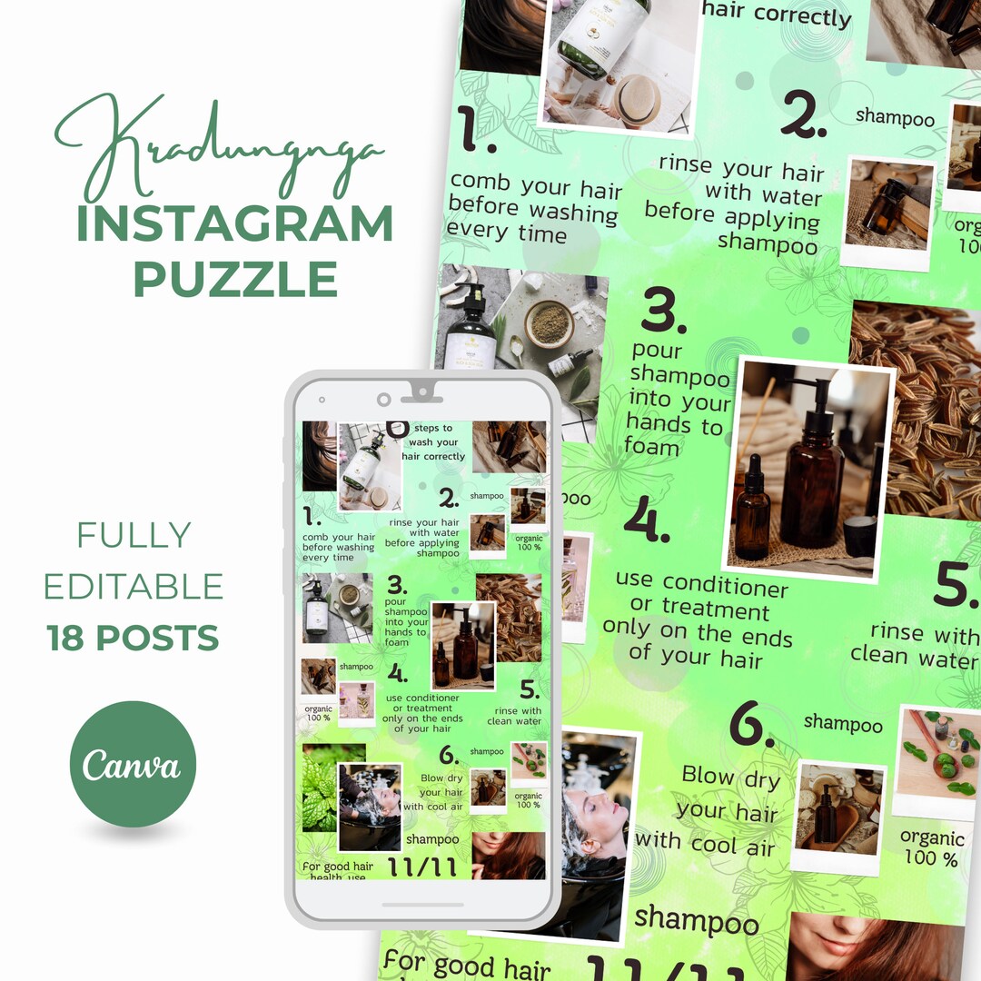 Instagram Post Template Instagram Puzzle Feed Canva Template Etsy
