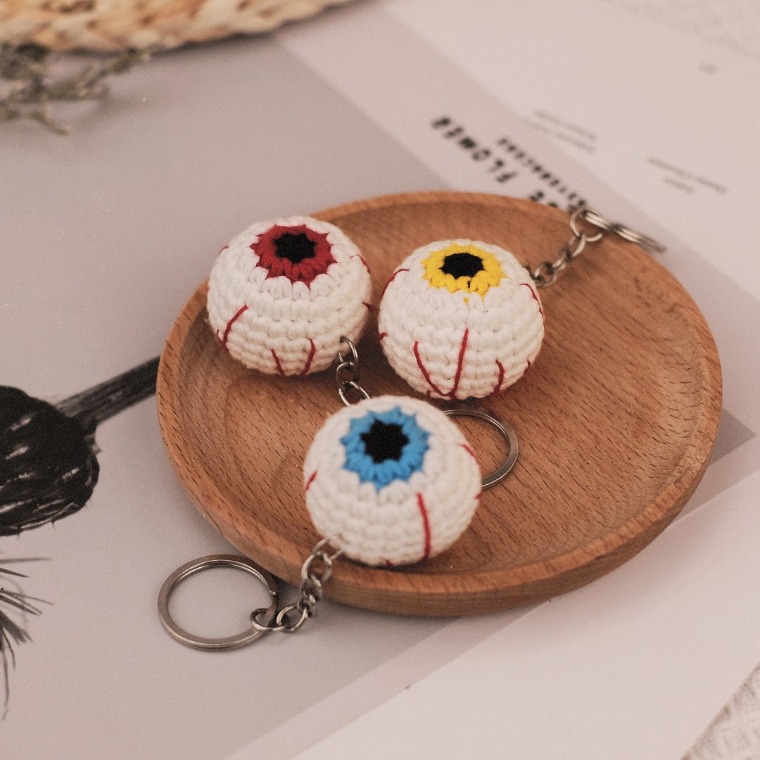 Handcrafted Halloween Eyeball Crochet Keychain Spooky Key Etsy