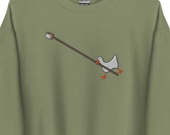 Silly Goose With Long Brush Embroidered Sweatshirt Gift For Climbers