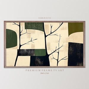 Arte de TV con marco Samsung, pintura abstracta con marco beige para TV, arte abstracto neutro moderno para TV con marco Samsung, descarga instantánea de pintura de paisaje
