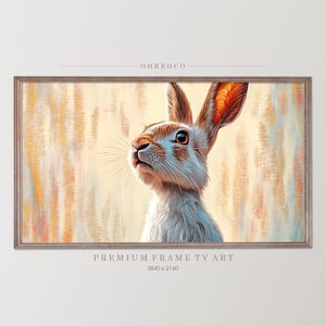 Moody Bunny schilderij, Samsung Frame tv-kunst, konijn in het voorjaar Neutrale kunst voor tv, Bunny&#39;s Art, paasdecor, kunst voor tv, digitale download