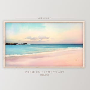 Blue Summer Frame Tv Art Samsung Frame Tv Art, Beach Painting Tv Art Cool Toned Textured Screensaver Instant Digital Download Beach Painting