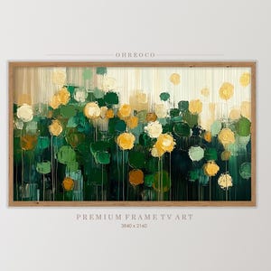 Green Abstract leaf Clovers, Frame Tv Art St. Patrick&#39;s Day, Shamrock Painting, Textured Spring Frame TV Digital Download, Seasonal Tv Art